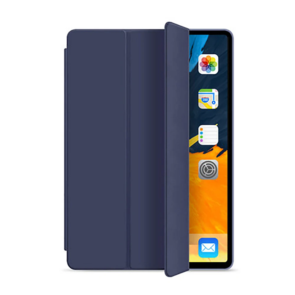 Navy Blue 7-го поколения, трехслойный смарт-чехол, funda для iPad, 10,2 дюймов, Автоматический Режим сна/пробуждения, светильник, весовая подставка, силиконовый чехол, A2200, A2198, A2197 - Цвет: Navy Blue