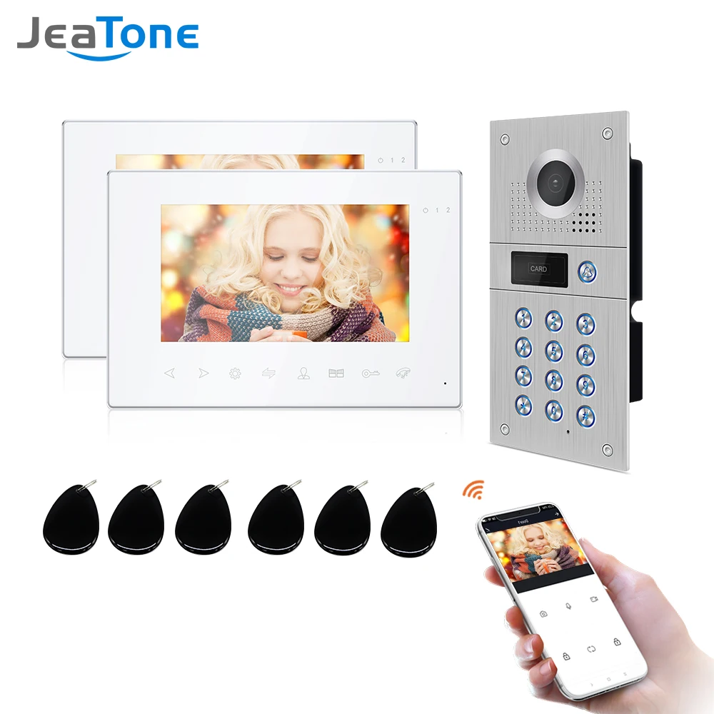 Беспроводной видеодомофон Jeatone для дома IP с разблокировкой паролем HD сенсорный