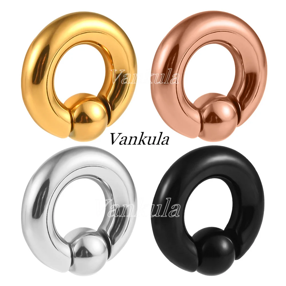 Vankula 2pcs Ear Plug Tunnels 316L Stainless Steel Piercing Captive Hoop Ear Gauges Weights for Flesh Piercing  Body Jewelry