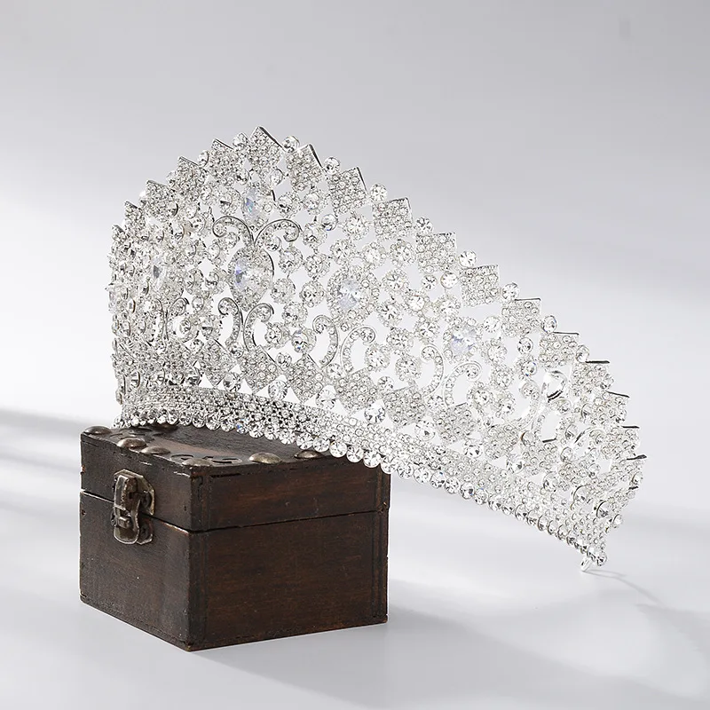 Тиары в стиле барокко с большой короной и кристаллами свадебные украшения для