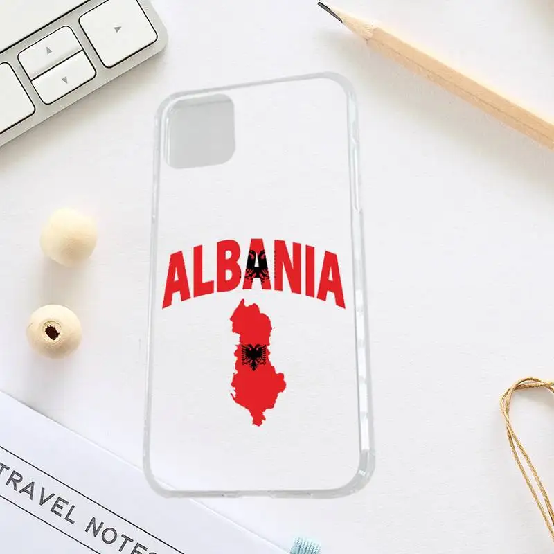 Albania Albanians Flag pattern Phone Case Transparent for iPhone 7 8 11 12 13 s mini pro X XS XR MAX Plus | Мобильные телефоны и