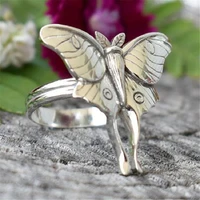 punk retro butterfly ring silver color ring womens bohemian charm jewelry womens retro knuckle ring fashion party gift