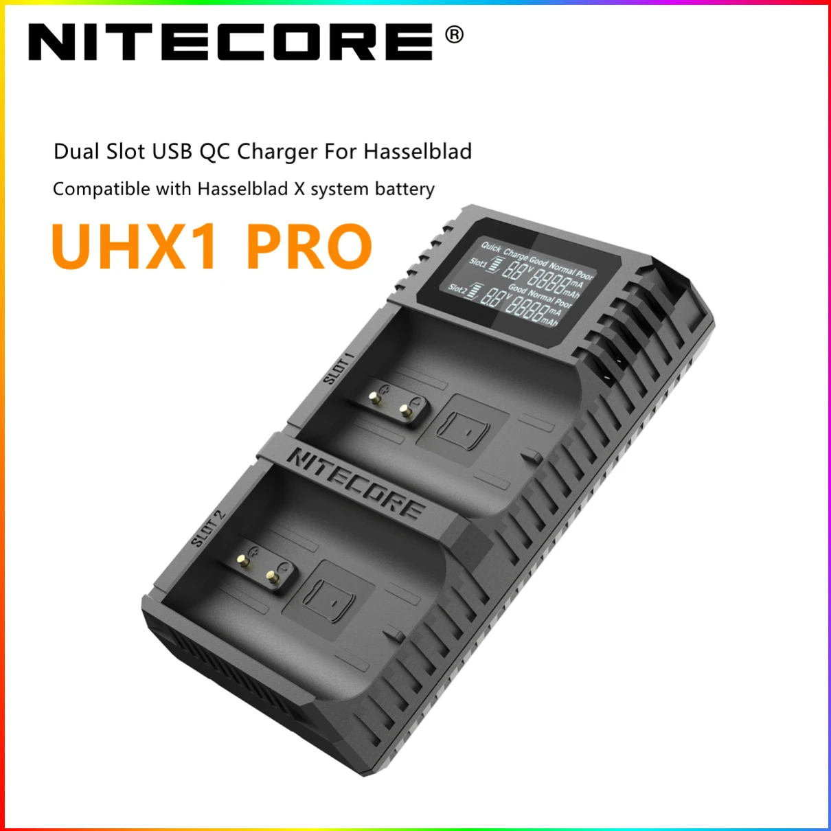 

Nitecore UHX1 PRO Dual Slot Travel Camera QC Fast Charger For Hasselblad X System Batteries Compatible With X1D 50C, X1D II 50C