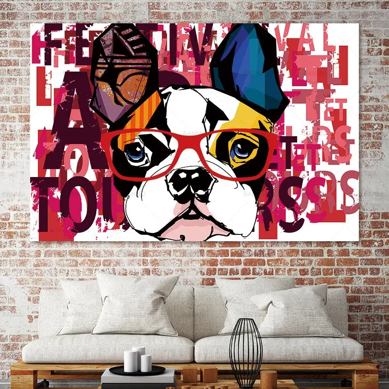 

Wall Art Canvas painting picture Abstract Cartoon animal dog Picture art wall The canvas print Living Room