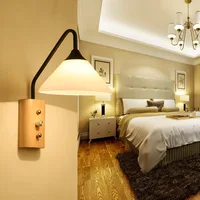 Bedroom Bedside Reading Wall Lamp Single Head Solid Wood Hotel Guest Room Wall Lamp with Switch Studio Wood Wall Lamp
