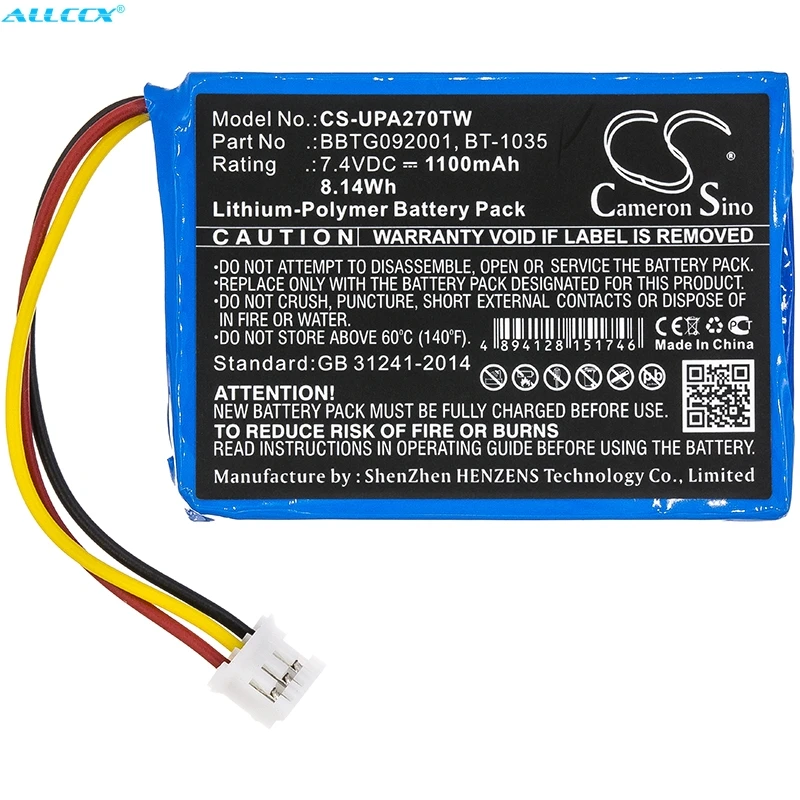 Bt-1035 para Uniden Cameron Sino Bateria Atlantis 270 1100mah Bbtg092001