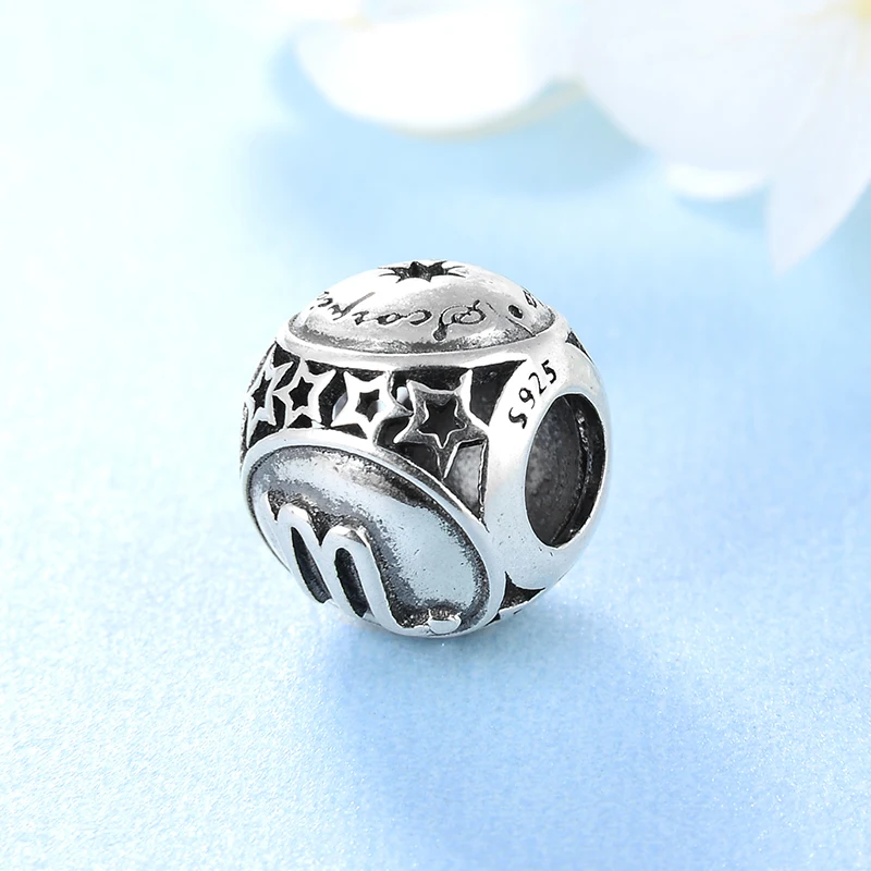 Модные бусины из стерлингового серебра 925 пробы с 12 созвездиями Скорпион Сделай