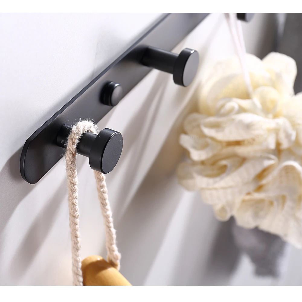 

Wall Mounted Bathroom Robe Hooks Heavy Duty Coat Towel Hook 304 Stainless Steel Hardware Clothes Hanger, Matte Black