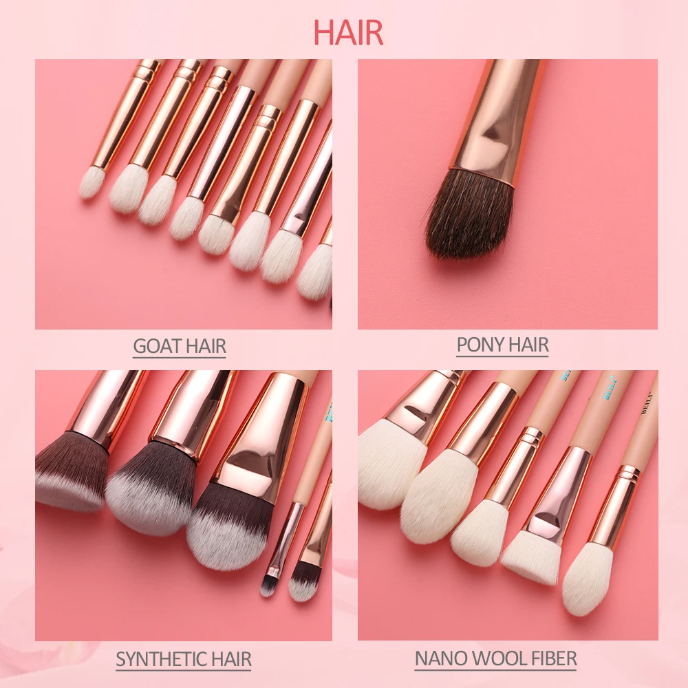 BEILI Pink 28 шт. кисти для макияжа из козьей шерсти пудра консилер румяна набор кистей