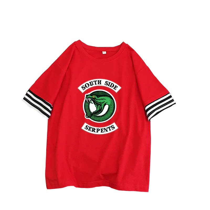 Харадзюку уличная Kpop рубашка полосатая футболка женская ривердейл саутсайд змеи