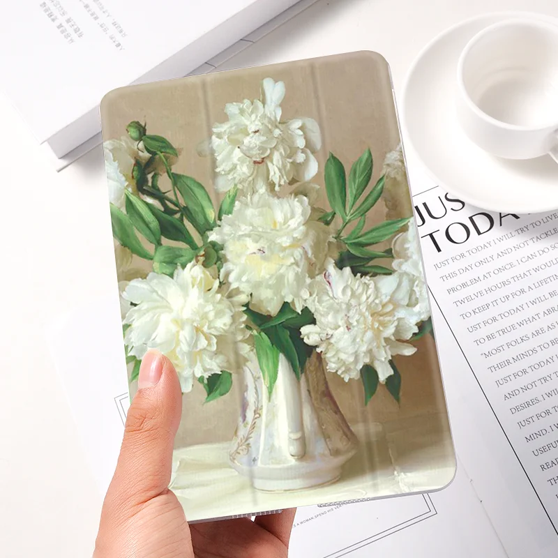 

Ipad 2 3 4 White Leather PU Hard Back Case Flower Paint Set Cover Protective For 2020 iPad Pro 11 12.9 10.5 7.9 inch Mini 1 2 3