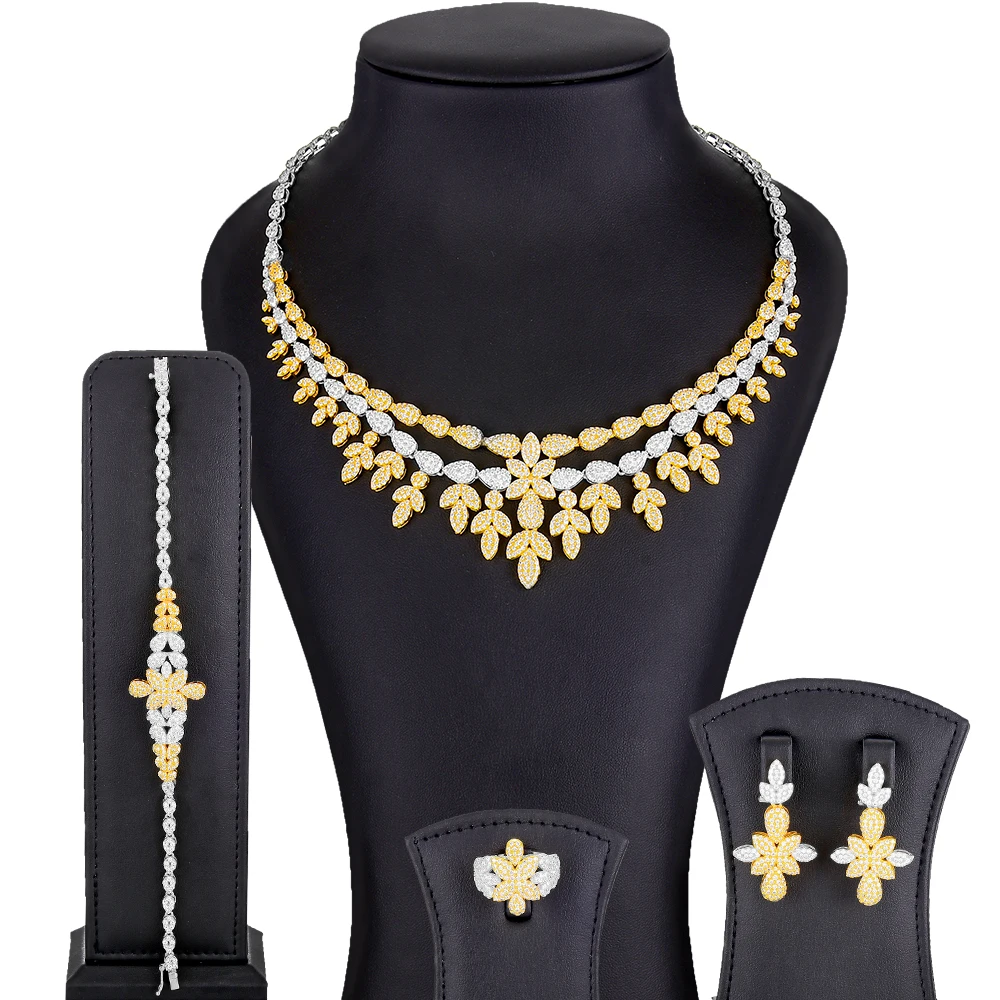 

GODKI Африканский биколор набор украшений для женщин Свадьба Циркон ааааа качество кубического циркония свадебные вечерние серьги ожерелье