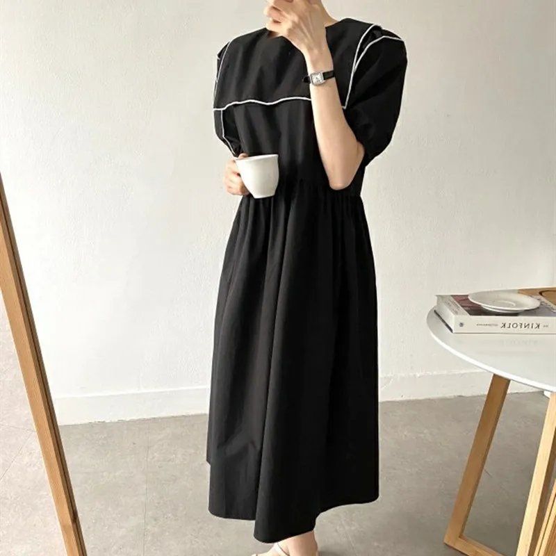 

HziriP Chic Fashion New Korean Elegant Design French Long Dress Ladies 2021 Casual Gentle Solid Color All-Match Vintage Dress