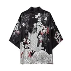 Кимоно в стиле Харадзюку с цветами вишни, Традиционная японская одежда для мужчин и женщин, свободный халат, уличная одежда, кардиган хаори Оби