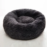 super soft dog kennel cat kennel round washable long plush velvet pet bed