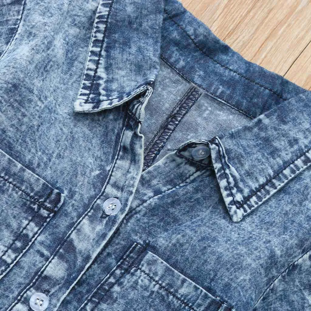 New 2019 Fashion Toddler Baby Girls Long Sleeve Solid Denim Shirt Dress Jean Dresses Mother &amp Kids Casual Party | Детская одежда и