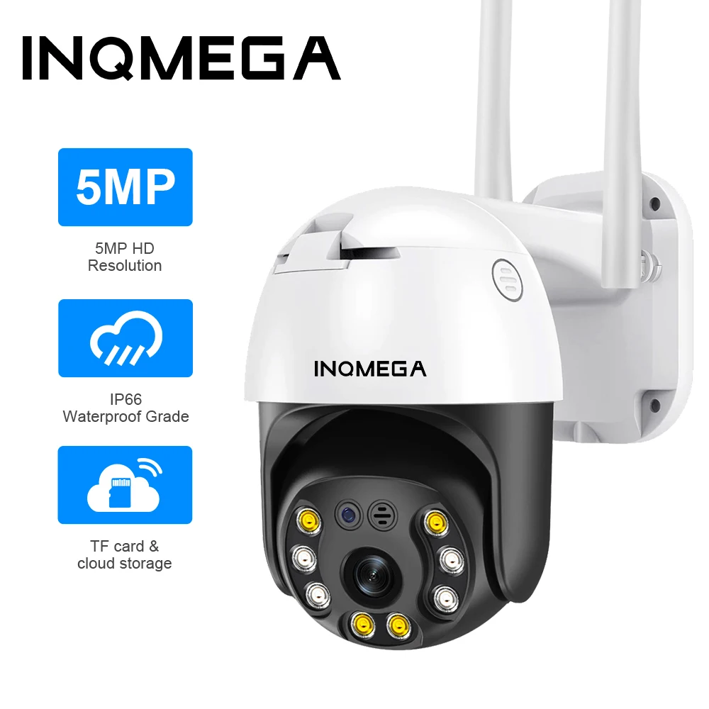 

IP-камера INQMEGA, 5 Мп, PTZ, Wi-Fi, умный дом, ии, датчик присутствия, Полноцветная наружная беспроводная камера IP66, водонепроницаемая камера ночного ...