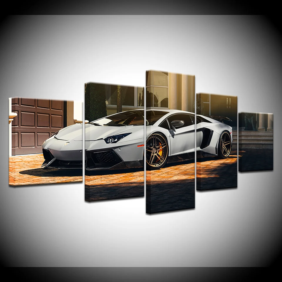

5 Panel Sports Car Cool Race HD Printed Racing Poster Modular Pictures Painting Home Decor For Room Wall Art Canvas