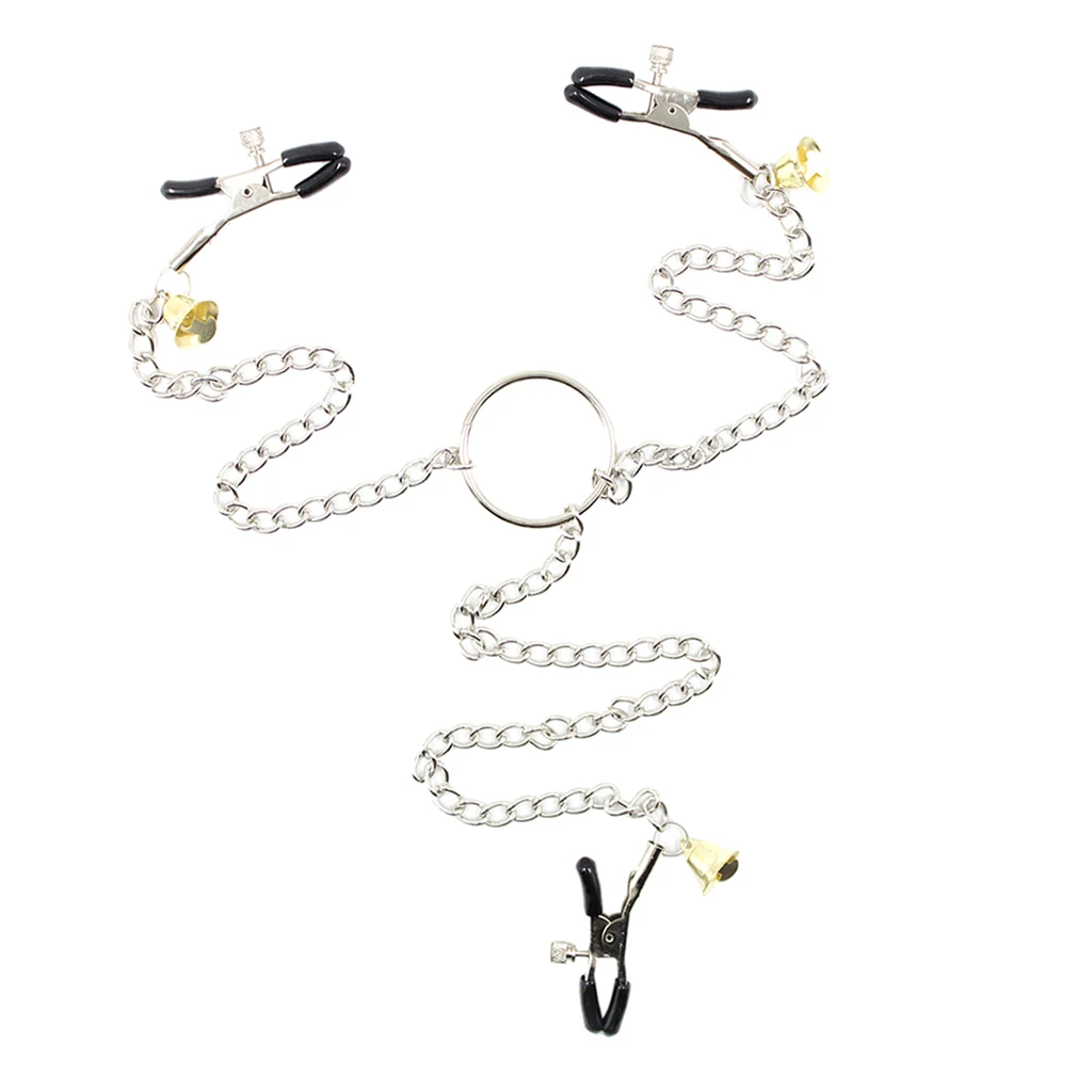 

Bells Metal Chain Breast Nipple Three Heads Clamps Clip Ladies Game Toy