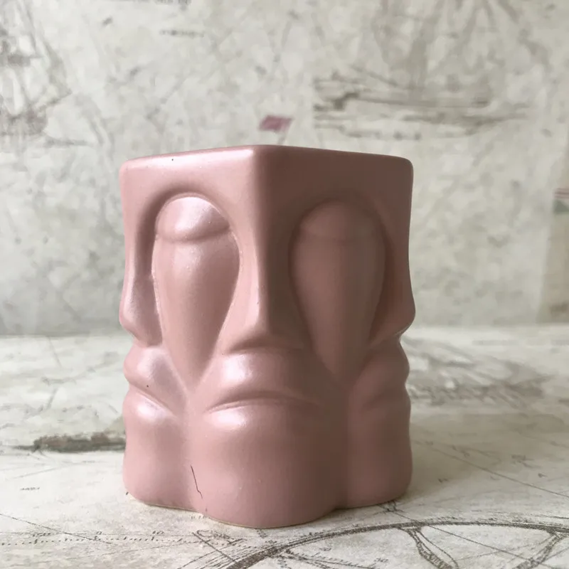 Сделай Сам глина цемент силиконовый Плантатор плесень 6 сторон 3D лицо бетон