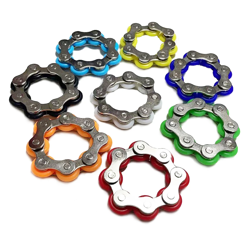 

Children Fun Pressure Reduction Toys Bicycle Chain Key Ring Fidget Toy Stress Relievers for Kids Adults Gift