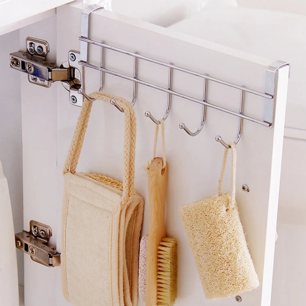 

Over Door Home Rack Hook Organizer Bathroom Kitchen Coat Towel Hanger Rack Holder Shelf 5 Hooks