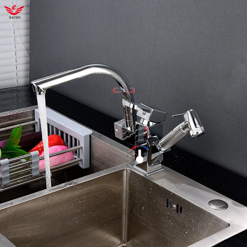 

WETIPS Side Pull Out Kitchen Faucet Sink Faucet Single Handle Washbasin Hot Cold Mixer Mitigeur Cuisine Tap Kitchen Faucets