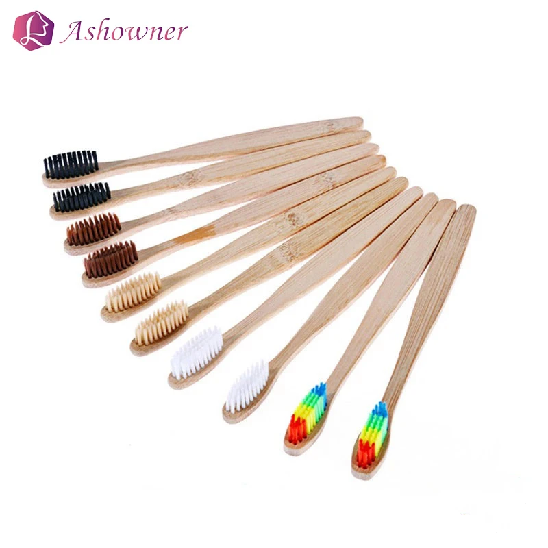 

1/2pcs Natural Bamboo Handle Toothbrushes Rainbow Colorful Whitening Soft Bristles tooth whitening brush Oral Care Clean Tooth