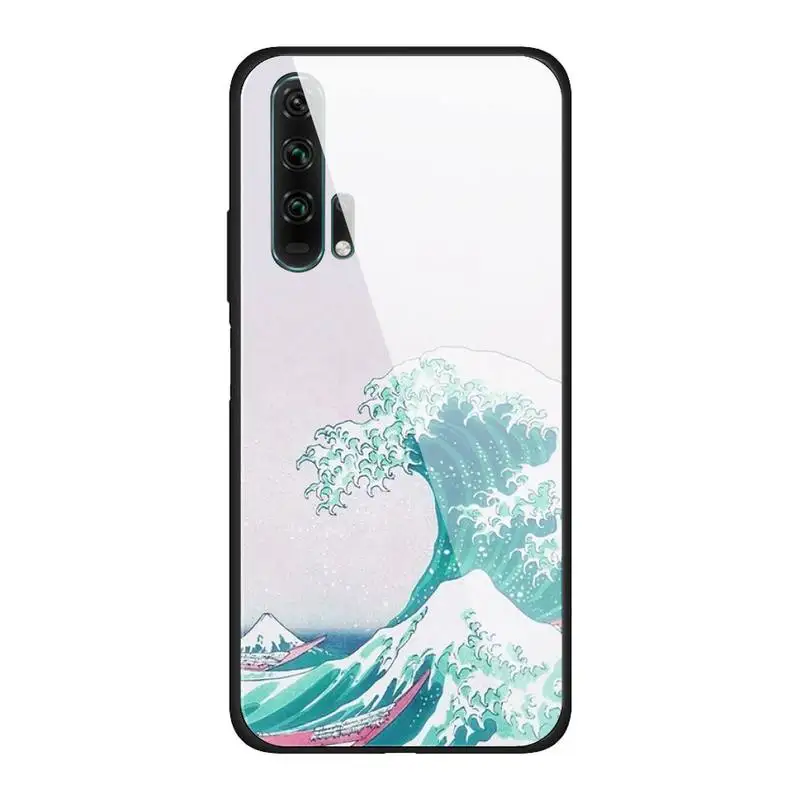 

Big Wave Of Kanagawa Phone Case For Huawei P30 Lite 20 Por P9 10 Mate 10 9 Honor 9 10 NOVA 5 Cover Glass For Huawei P20 Case