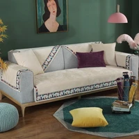 four seasons chenille sofa cushion nordic style thin wide solid color non slip sofa cushion