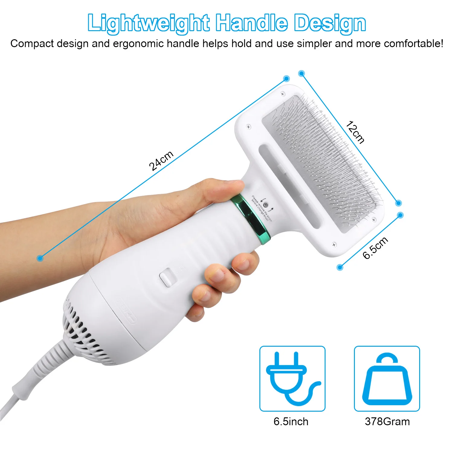 

Pet Hair Dryer Portable 2 in 1 Dog Hair Dryer Home Pet Grooming Cat Hair Comb Dog Fur Blower Adjustable Temperature Pet Brush