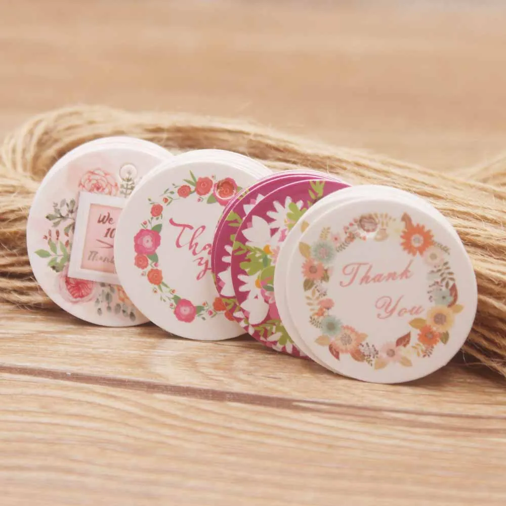 3 см 100 шт крафт прекрасные Подарочные Метки DIY круглые спасибо ценники бирки для