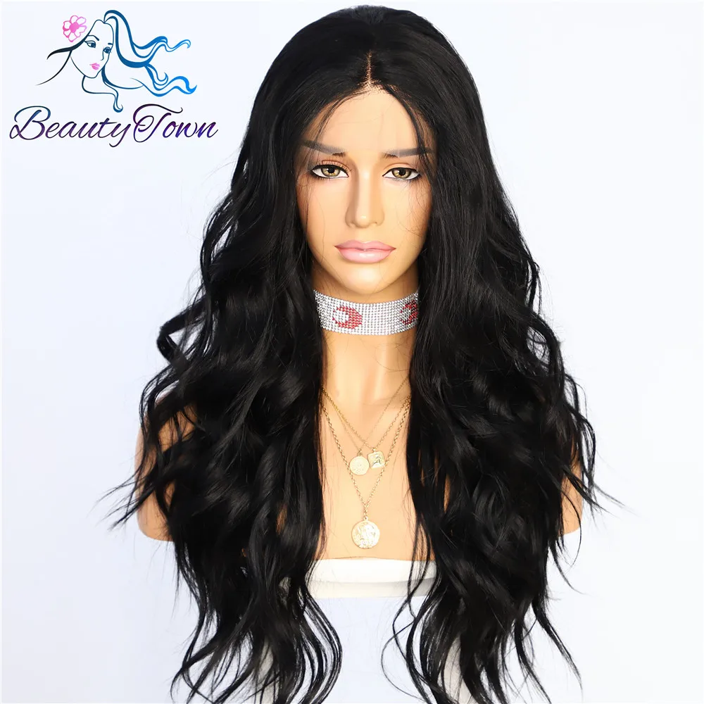 BeautyTown черный цвет волна воды Futura термостойкие волосы для женщин для свадебной вечеринки волосы для ежедневного макияжа синтетические парики на кружеве
