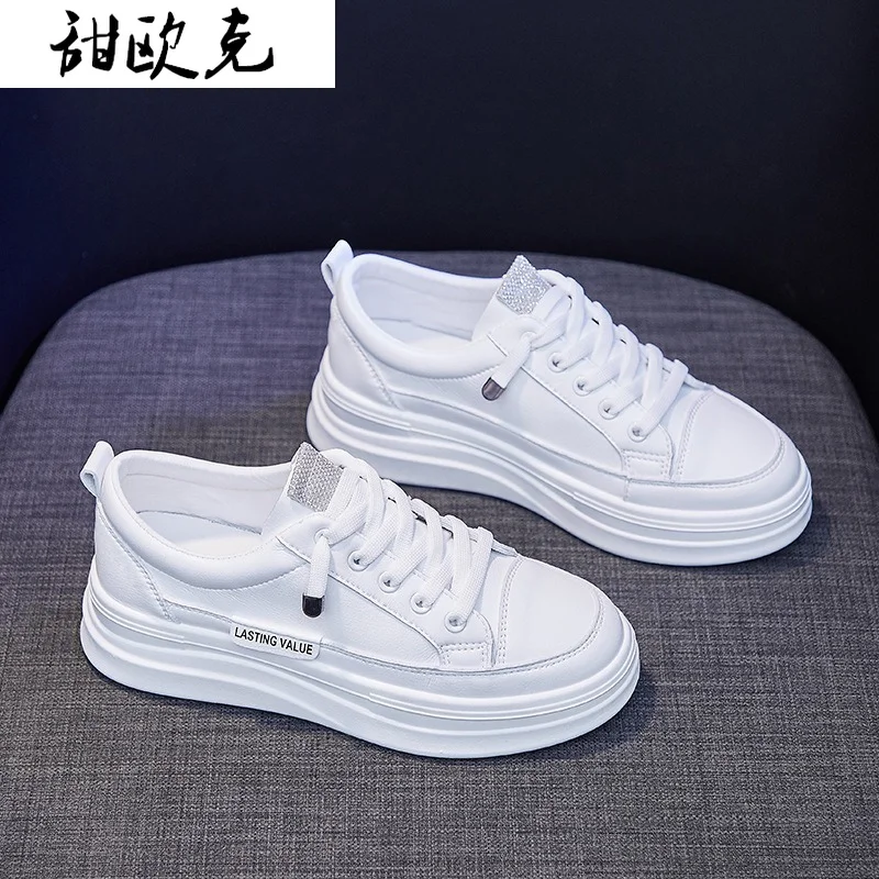 

2021 Fashion Women's Shoes New Vulcanized Shoes Spring Women's Color Matching Lace-up Sneakers Comfortable Shallow Casual Shoes