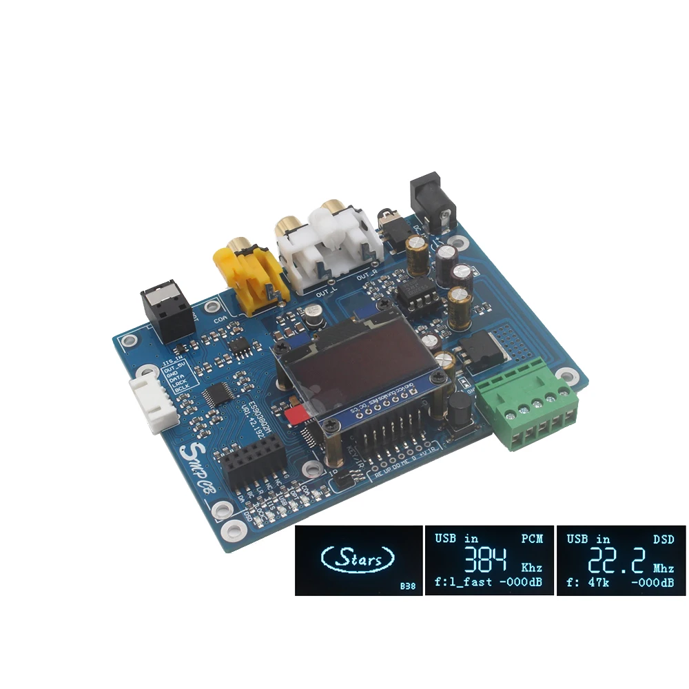

HIgh quality ES9038 Q2M DAC DSD Decoder Board Supports Coaxial Optical fiber IIS DOP 32bit 384KHz DSD512 T0157