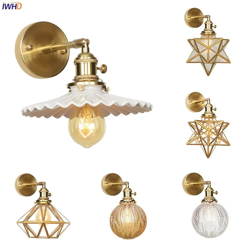 Современная медная светодиодная настенная лампа IWHD в скандинавском стиле для