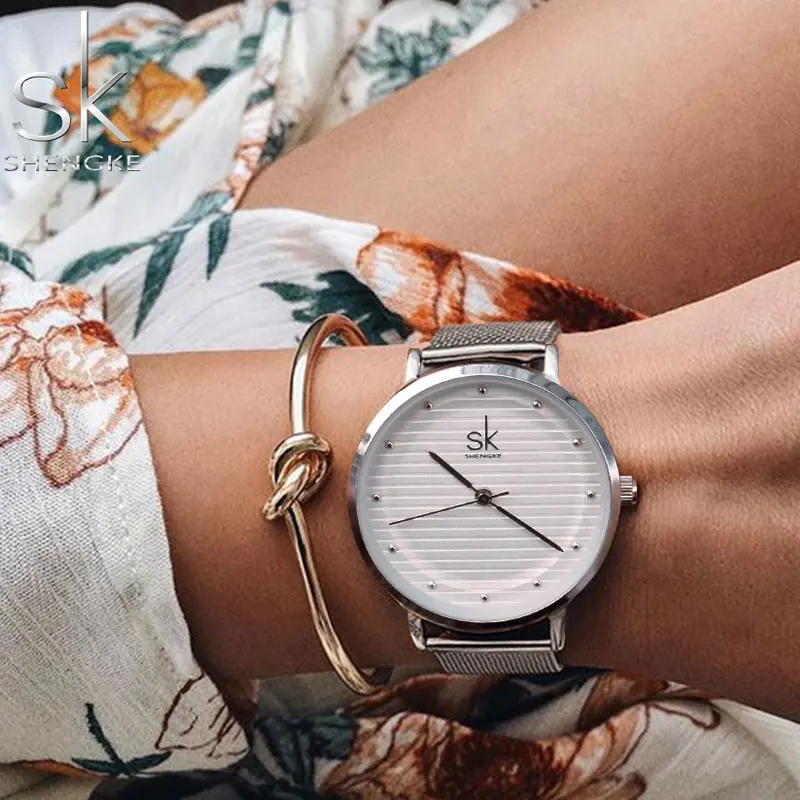 SK Top Brand Women Watches Luxury Stainless Steel Strap Quartz Watch Waterproof Female Clock Ladies Analog Watch Reloj Mujer ccq casual quartz stainless steel band marble strap watch analog wrist watch women s watches of the famous luxury brand stainles