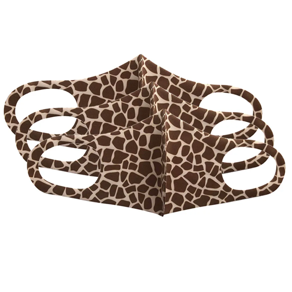 3pc Adult Leopard Print Ice Silk Face Mask Reusable Washable Masks With Filter Pm2.5 Kids Dustproof Mascarilla Lavable | Дом и сад