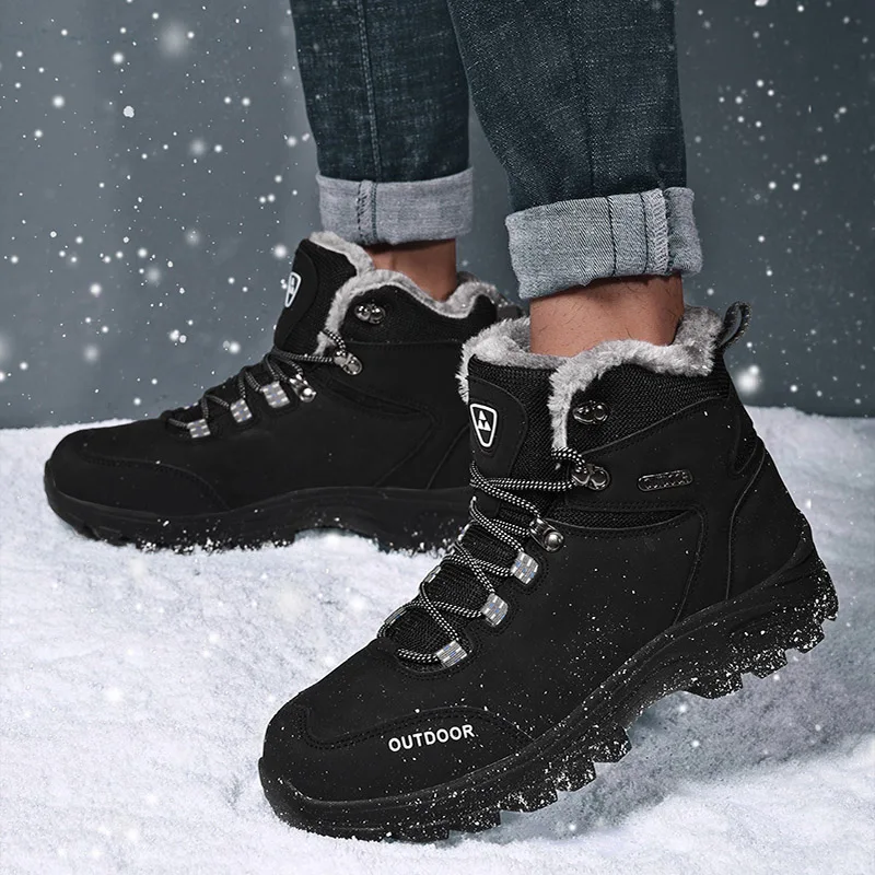 MWSC Warm Fur Lining Ankle Snow Boots For Men Male Outdoor Waterproof Shoes Non-slip Casual | Обувь