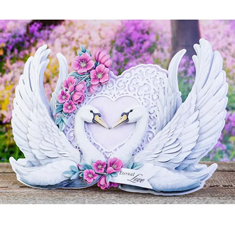 

Animal White Swan Flower Cutting Dies & Stamps Scrapbook Dariy Decoration Stencil Embossing Template Diy Greeting Card Handmade