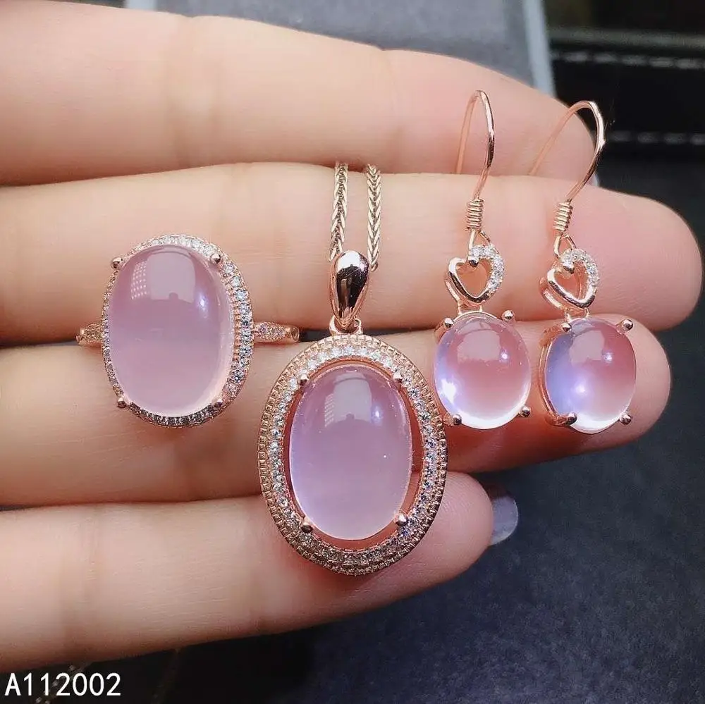 Ювелирные изделия KJJEAXCMY из натурального розового кварца Стерлинговое Серебро 925