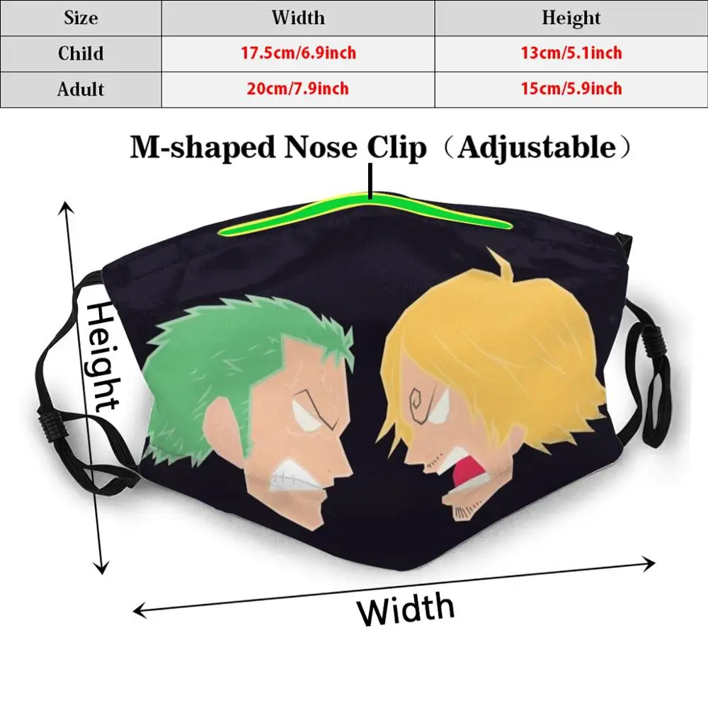 Моющаяся маска для рта Marimo Vs Ero Cook с фильтром и защитой от пыли Аниме One Piece манга