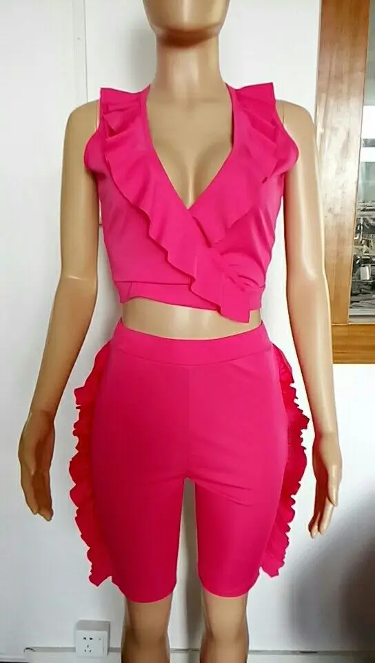 Женский летний комплект из двух предметов короткий топ и брюки модель LD8111