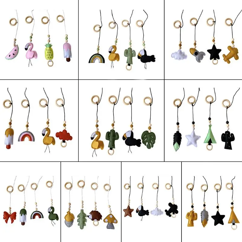 

4Pcs Solid Wood Fitness Rack Pendant Baby Gym Toy Hanging Ornaments Room Decor