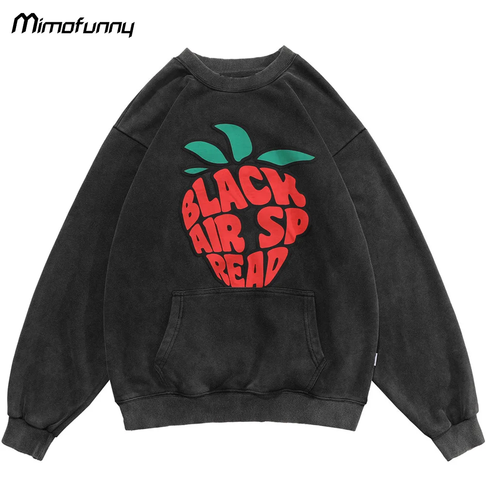 

Sweatshirts Men Green Leaf Red Letter Patch Pullover Autumn Casual O-Neck Fashion Vintage College Style Hoodie Couple Streetwear