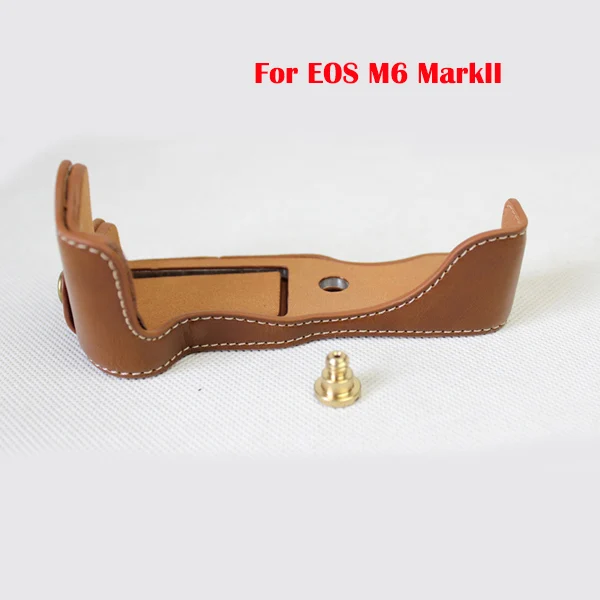 M6 MarkII brown Из искусственной кожи чехол камера сумка для Canon EOS M6 M6II M6 Mark ii половина тела Набор защитная крышка с отверстием батареи - Цвет: M6 MarkII brown