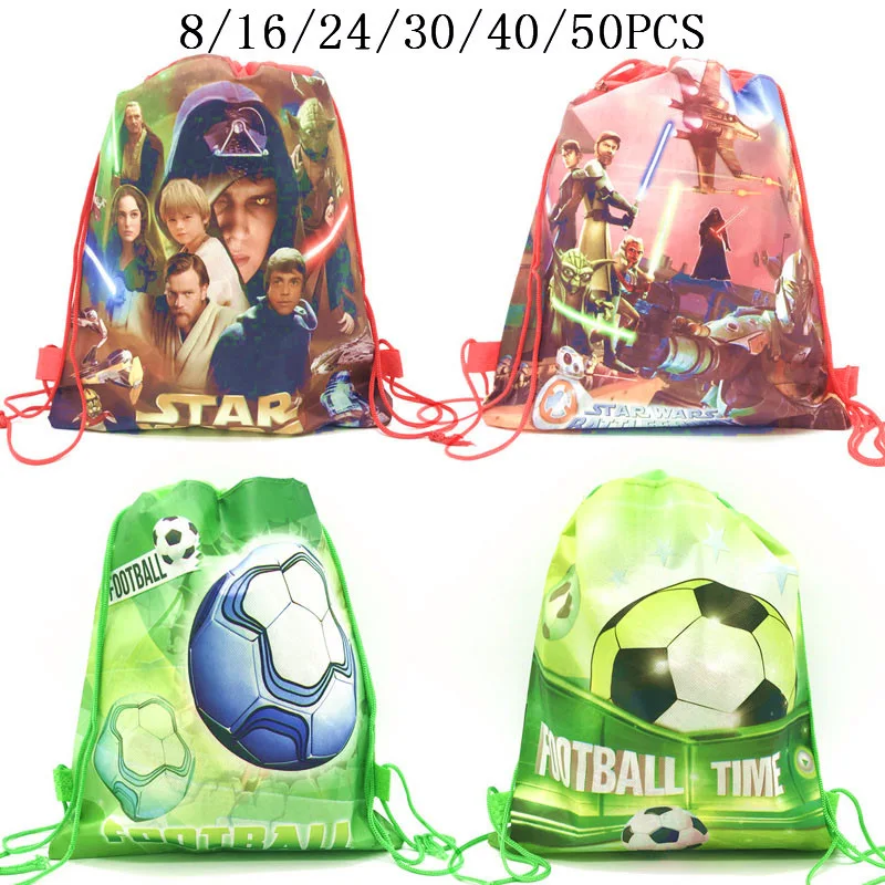 8/16/24/50PCS Movies Star Wars Drawstring Bags For Boyss Kids With Gift Or Candy Travel Package Sports Football School Backpack