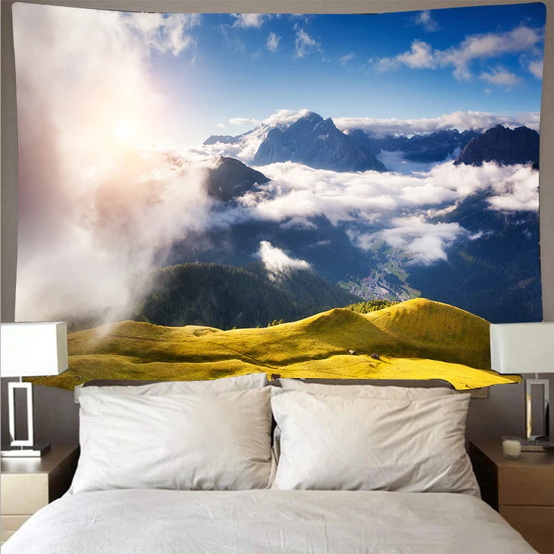 Лес река пейзаж дешевые гобелен искусство психоделический настенный пляжное