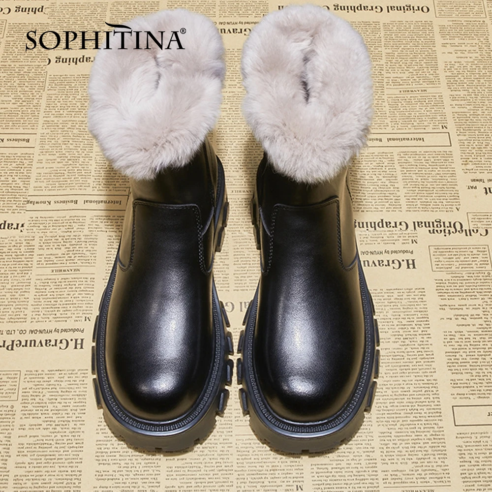 

Женские ботинки на толстой подошве SOPHITINA, теплые износостойкие полусапожки на молнии, с круглым носком, плюшевые, HO802, зимний сезон