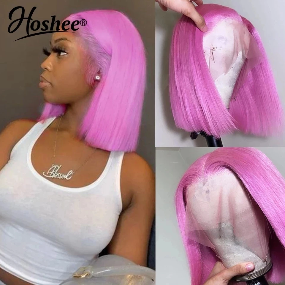 Парик для женщин Bob Femme прозрачный прямой розовый Реми 13x6 613 из натуральных волос |